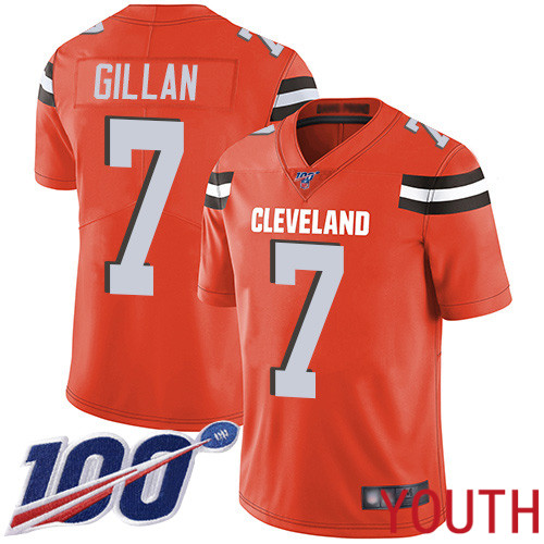 Cleveland Browns Jamie Gillan Youth Orange Limited Jersey 7 NFL Football Alternate 100th Season Vapor Untouchable